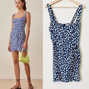 Blue and White Polka Dot Mini Dress